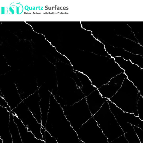 High Gloss Marble Look Black Artificial Quartz Slabs for Countertops Calcatta White Quartz - Image 3