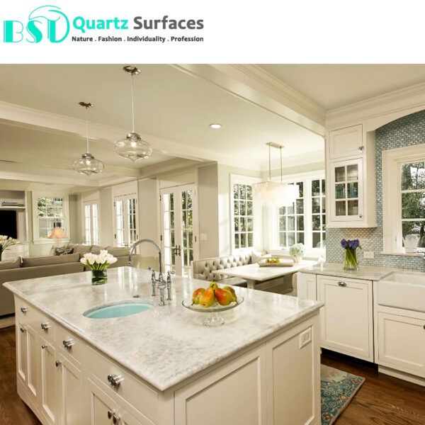 Veined Wholesale Price Polished Table Top White Calacatta Quartz Tiles Artificial Ston - Image 6