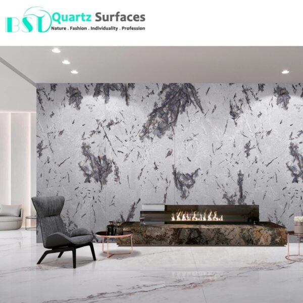 Luxury Modern White & Grey  Sintered Stone Tiles Wall Slab Sintered Stone Ceramic Tiles For Countertop Dining Table Wall Basin