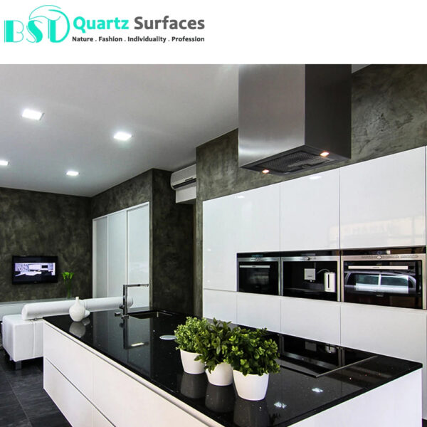Artificial Quartz Stone Slab Home Decorative Kitchen Black Quartz Marble Countertop