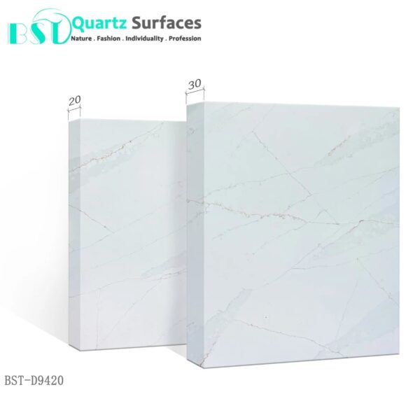 New Look Calacatta lvory - Quartz Stone With Golden Veins Pattern Big Slab Kitchen Countertop - Image 2