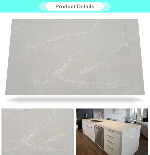 White Quartz Slab for Kitchen Island Tops and Countertops - Image 6