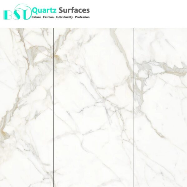 Luxury Modern White & Gold Sintered Stone Tiles Wall Slab Sintered Stone Ceramic Tiles For Countertop Dining Table Wall Basin - Image 2