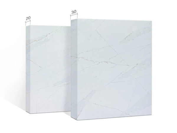 Artificial Stone Slabs Quartz Stone Slab Calacatta Marble With Grey Veins For Kitchen Countertops - Image 4