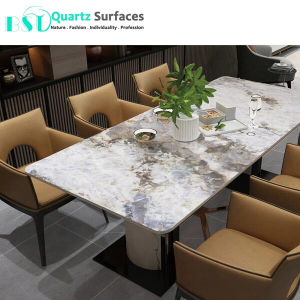 Luxury Modern White Grey Gold Mixed Sintered Stone Tiles Wall Slab Sintered Stone Ceramic Tiles For Countertop Dining Table Wall - Image 5