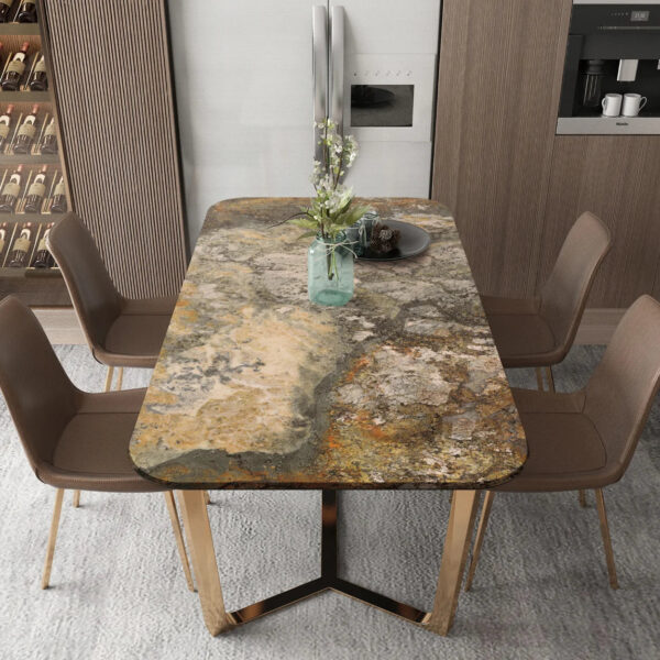 Luxury Golden Sintered Stone Tiles Wall Slab Sintered Stone Ceramic Tiles For Countertop Dining Table Wall Basin Floor - Image 5
