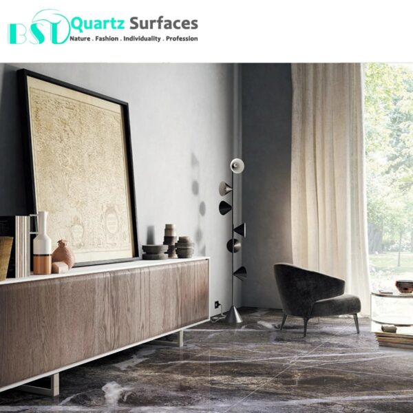 Luxury Modern Grey & Gold Sintered Stone Tiles Wall Slab Sintered Stone Ceramic Tiles For Countertop Dining Table Wall Basin - Image 4