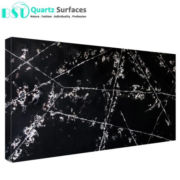 Marble Look Black Quartz Slabs for Window Sill Wholesale Price Polished Table Top White Calacatta Quartz Tiles - Image 3