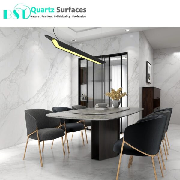 Luxury Minimalist White Sintered Stone Tiles Wall Slab Sintered Stone Ceramic Tiles For Countertop Dining Table Wall Basin Floor - Image 3