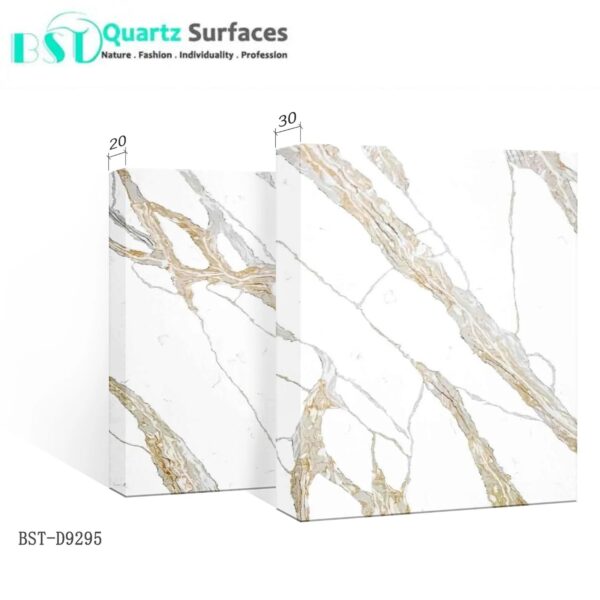 Calacatta Nile Gold Quartz Stone Large Slab 3500x2000mm in it High Grade Kitchen Countertops Quartz Stone Slabs - Image 6