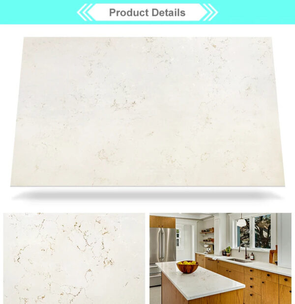New Look Vanilla Noir Manufacturer Brownish Quartz Stone Slab with Golden Veins for Countertops Available Quickly - Image 6