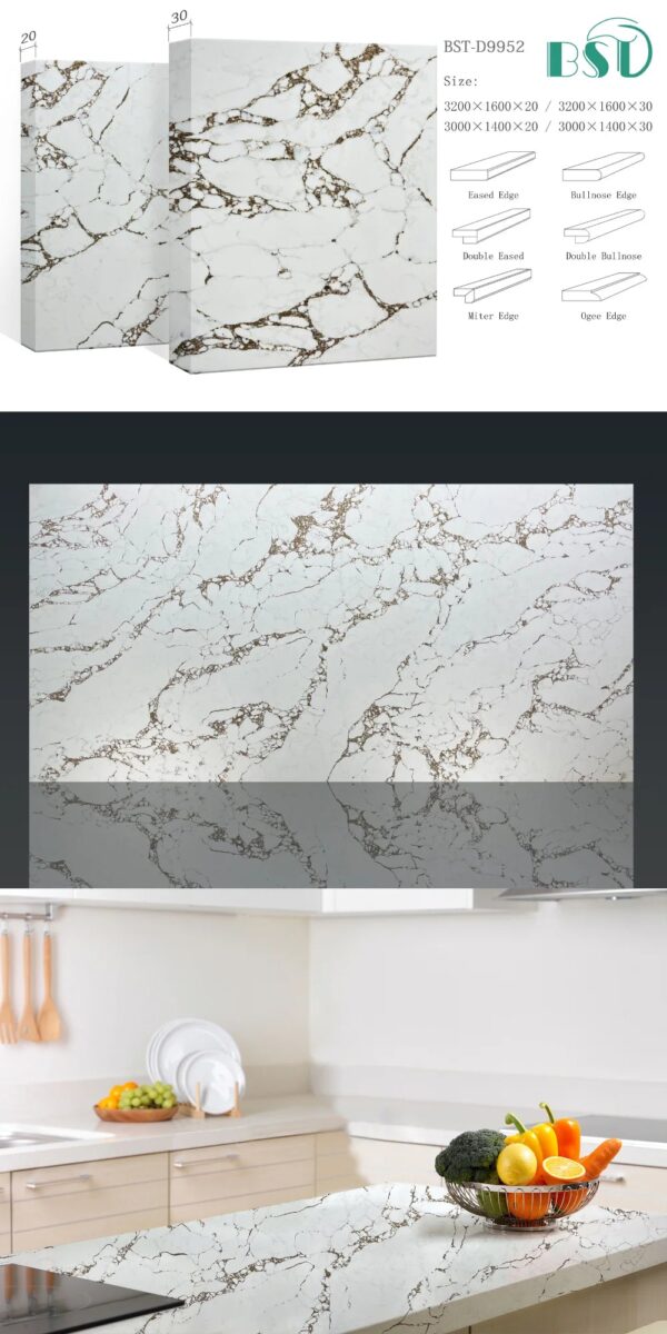 Splendor Brown-Luxury Quartz Kitchen Top  Prefab Quartz Island Countertops with Multi-Colored Veins - Image 6