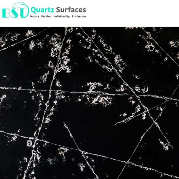 Marble Look Black Quartz Slabs for Window Sill Wholesale Price Polished Table Top White Calacatta Quartz Tiles - Image 2