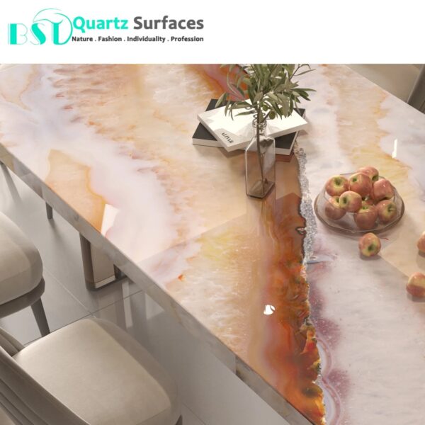 Italian Modern Round Marble Sintered Stone slab 12mm stainless steel Dining Tables for Round Table For Six People - Image 3