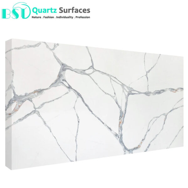 White Calacatta Engineered Quartz Slabs with Moderate Prices High Quality Wholesale Price Tile Countertop - Image 3