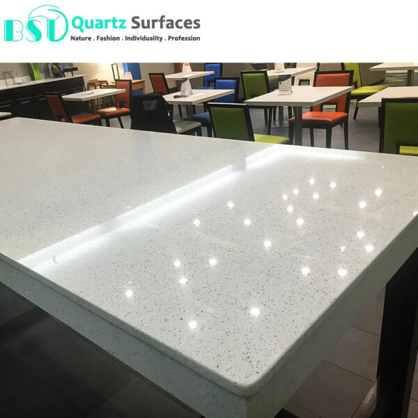 Custom Sparkle White Quartz Stone Vanity Top Countertop White Sparkle Quartz Kitchen Counter Top Price Bathroom Vanity Top - Image 4