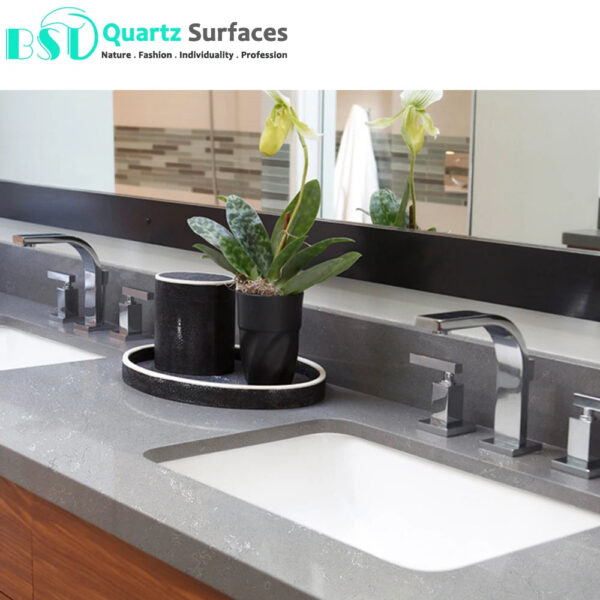China Grey Artificial Quartz Stone Slabs with White Vein  Engineered Stone Misty for Kitchen Countertops Benchtop - Image 6