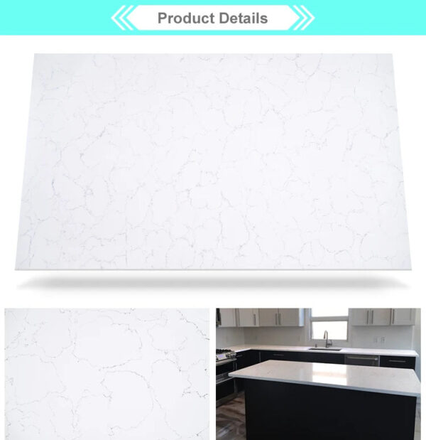 New Look Nest Carrara Manufacturer Brownish Quartz Stone Slab with Golden Veins for Countertops Available Quickly - Image 6